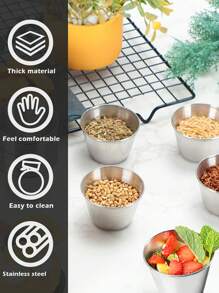 1 件不锈钢蘸酱杯、金属调味容器、可重复使用的圆形黄油酱汁杯、调味杯、蘸酱容器、不锈钢小杯酱汁碟、迷你个人碟、商业级蘸酱杯、寿司蘸酱碗开胃菜盘、番茄酱碟、厨房、圣诞礼物、学校用品