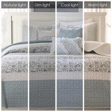 Chăn bông 100% cotton 6 cái/bộ in hoa, khâu hai mặt, tất cả các mùa, khăn phủ bàn nhẹ Lớp trải giường tồi tàn sang trọng, khăn trải giường phù hợp, trang trí nội thất - Nước - Xem 11