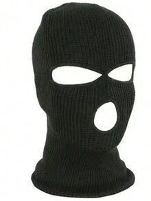 1pc Men's Funny Knitted Hat With Windproof Face Mask, Suitable For Winter Motorcycle Riding - Black - View 2