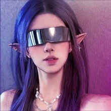 1pc Unisex Cyberpunk Futuristic One-Piece Goggle Fashion Glasses For Rave, Bar And Party - Black - View 3