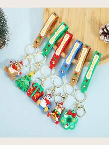 1 Miếng Giáng sinh Hộp Quà Thiết kế Cao su mềm Móc chìa khóa - Đỏ - Xem 3