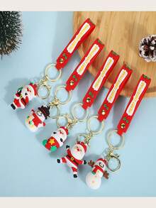 1 Miếng Giáng sinh Hộp Quà Thiết kế Cao su mềm Móc chìa khóa - Đỏ - Xem 2