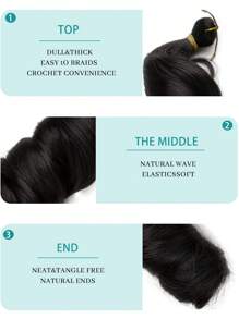 1顶合成法式卷发，黑色螺旋卷钩针假发，高温蓬松波浪假发，适合女性日常、节日和角色扮演，也适用于万圣节和圣诞节等场合。 - 黑色 - 查看 7