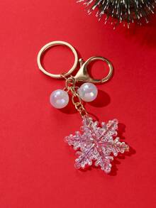 Christmas Transparent Acrylic Snowflake Shaped Creative Keychain Pendant - Blue - View 4