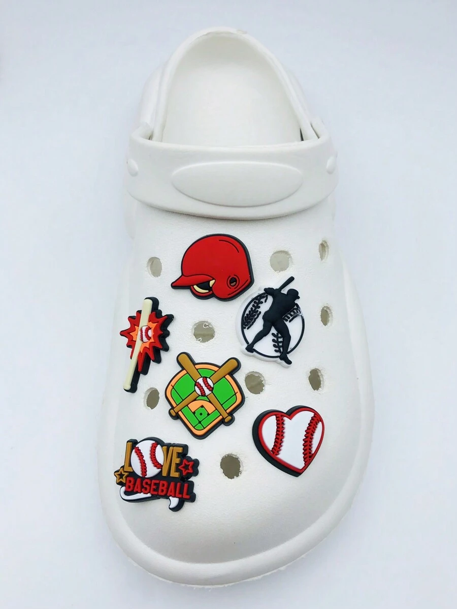 6pcs/set Cartoon Baseball Pvc Shoe Accessories Set - Multicolor - View 1