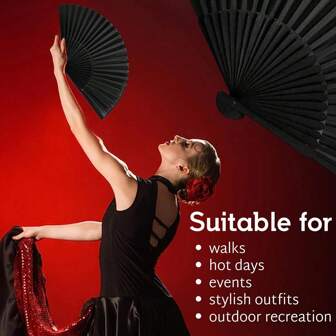 Éventail pliant noir style chinois rétro pour la danse, le mariage, la fête - Éventail pliable pour la danse chinoise, meilleurs cadeaux