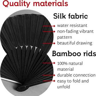 Chinese Style Black Retro Folding Hand Fan For Dance, Wedding, Party - Foldable Fan For Chinese Dance Best Gifts Birthday Graduation