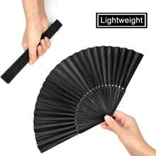 Ventaglio pieghevole da donna in stile cinese retrò nero, adatto per danza, matrimoni, feste - Miglior regalo per la danza cinese