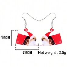 1 对可爱亚克力圣诞狗耳环可爱宠物心形吊坠首饰适合爱狗人士女士女孩饰品礼物