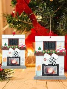 1入組雙人家庭聖誕樹掛件,聖誕樹裝飾掛件家居裝飾用品