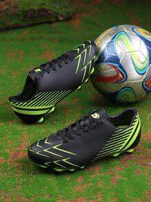 女款足球鞋,適用於成人、青少年,草坪比賽和體育課訓練鞋 - 黑色 - 查看 4