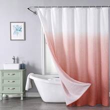 1pc Pink Gradient Shower Curtain - Pink - View 2