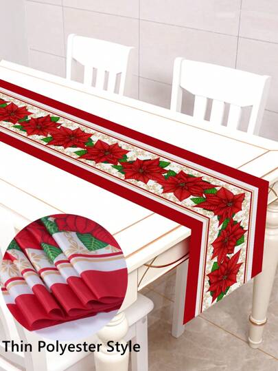 1入組聖誕長方桌布防水滌綸桌布擦拭乾淨桌布適用於假期廚房
