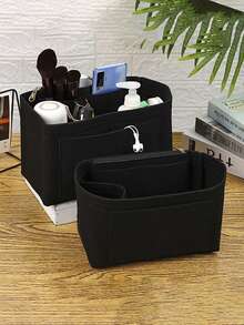 黑色多格織物托特內膽 - 黑色 - 查看 3