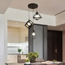 北欧三灯餐厅吊灯，现代简约创意个性化锻铁吸顶吊灯，适用于书房、咖啡厅、酒吧、走廊 - 黑色 - 查看 11