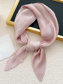 1 件纯色褶皱缎面围巾女式头巾时尚头巾头巾、发带、头带非常适合装扮您的头巾上衣 - 粉色 - 查看 1