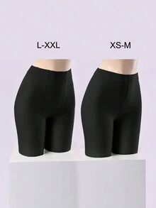 1 cặp quần bó giữ nhiệt mùa đông trơn bóng màu đen cho nữ - màu đen - Xem 2