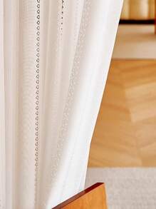 1pc Japanese Style Sheer Curtain, For Bedroom/living Room/kitchen, Rod Pocket Panel, No Drilling Required