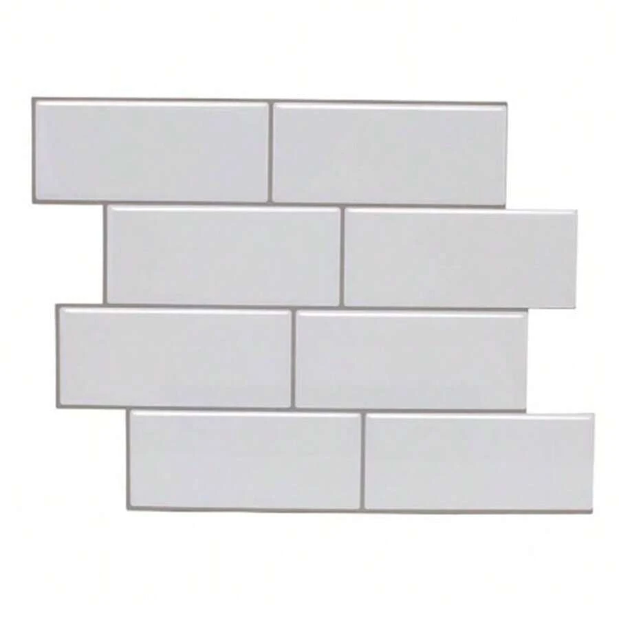 Diy 地鐵磚灰磚 3d 自貼花廚房浴室牆貼即剝即貼防水可移除壁紙家居裝飾 - 白色 - 查看 1