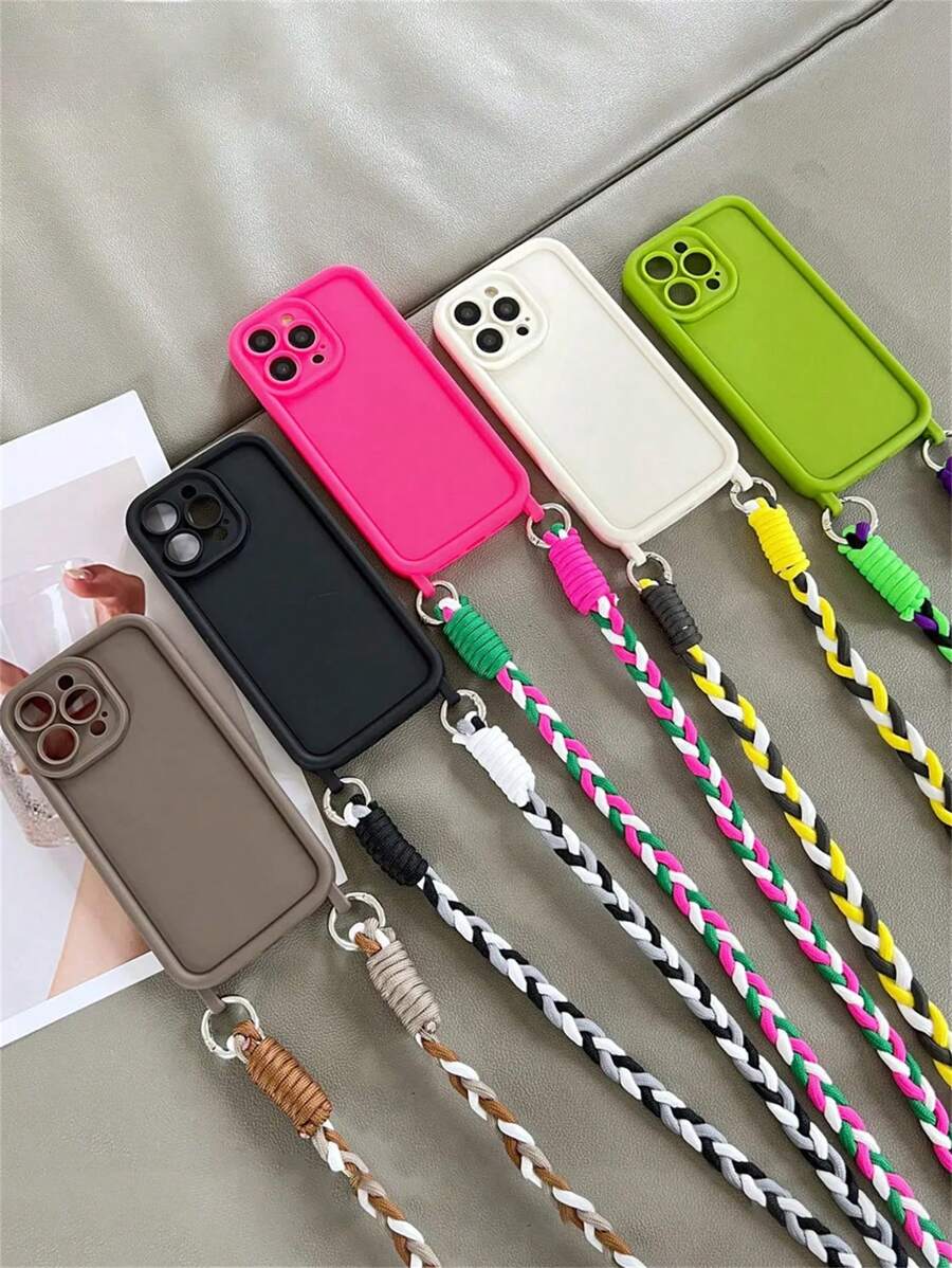 带手机吊饰黑色哑光液态硅胶软壳，带挂绳和表带，适用于 Apple Iphone