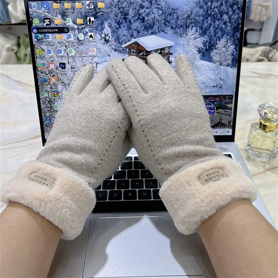 女冬季手套,雙層加厚防風保暖手套,時尚休閒戶外活動