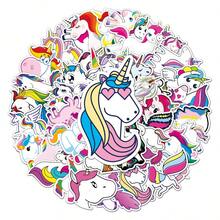 50入組卡通彩虹馬&獨角獸貼紙,適用於行李,筆記本,筆記型電腦,汽車裝飾,防水