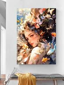 40x60cm 1 件海洋女孩蝴蝶 5D DIY 钻石画十字绣套件全圆钻石马赛克刺绣家居装饰礼物 - 彩色 - 查看 2