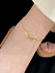 高端双鱼形钛钢脚链，女士时尚个性百搭饰品 - 金色 - 查看 4