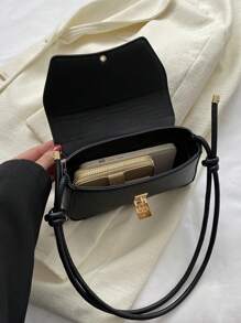 新款时尚女士腋下包，针织包，个性化金属扣装饰设计，单肩包，纯色PU高端斜挎包，女士钱包，适合购物、通勤和旅行