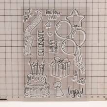 1 个 11x15.5 厘米透明硅胶生日快乐气球蛋糕印章 - 無色 - 查看 6