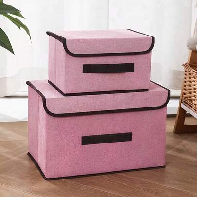1pc Fabric Foldable Storage Box, Portable Organizer For Clothes, Underwear, Bras, Socks, Dust-Proof & Moisture-Proof Cabinet Storage Box, 2pcs Vacuum Compression Bags, Wardrobe Organizer