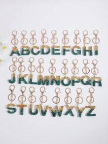 派对 1 件女士孔雀石水晶树脂滴胶英文字母吊坠适用于包包配饰、钥匙扣、礼物汽车配饰包包饰品学院风可爱哥特 Y2k - 綠色 - 查看 4