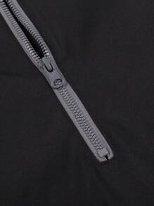 男士半拉鍊連帽運動夾克,健身服裝男士 - 黑色 - 查看 4