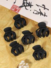 5pcs/Set Simple Fashionable Black Hair Claw For Ponytail And Hair Claw For High Ponytail - Black - View 3