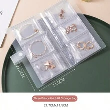 1 套珠寶收納袋,包括收納盒、耳環、抗氧化戒指、手鍊、透明防塵袋、項鍊和珠寶相簿、密封塑膠袋