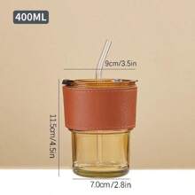 1pc 大容量简约风格玻璃杯带吸管夏日网红咖啡杯竹子联名设计 - 彩色 - 查看 4