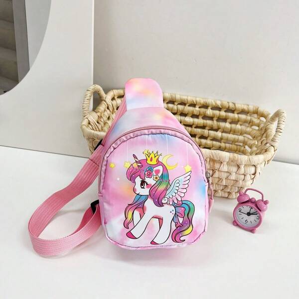 1pc حقيبة صدر للفتيات نمط حصان مطبوع / حقيبة كروس / محفظة العملات المعدنية، سحاب للإغلاق، مناسبة لجميع الفصول