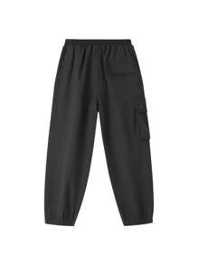Annil Children's Clothing Boys' Woven Sandwich Pants Autumn And Winter Middle And Big Children's Plush Thickened Casual Pants