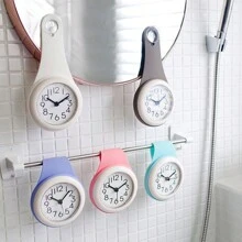 1pc Fashionable Quiet Bedside Clock Waterproof Bathroom Mirror Paste Clock Creative Simple Waterproof Towel Rack Wall Clock - White - View 1