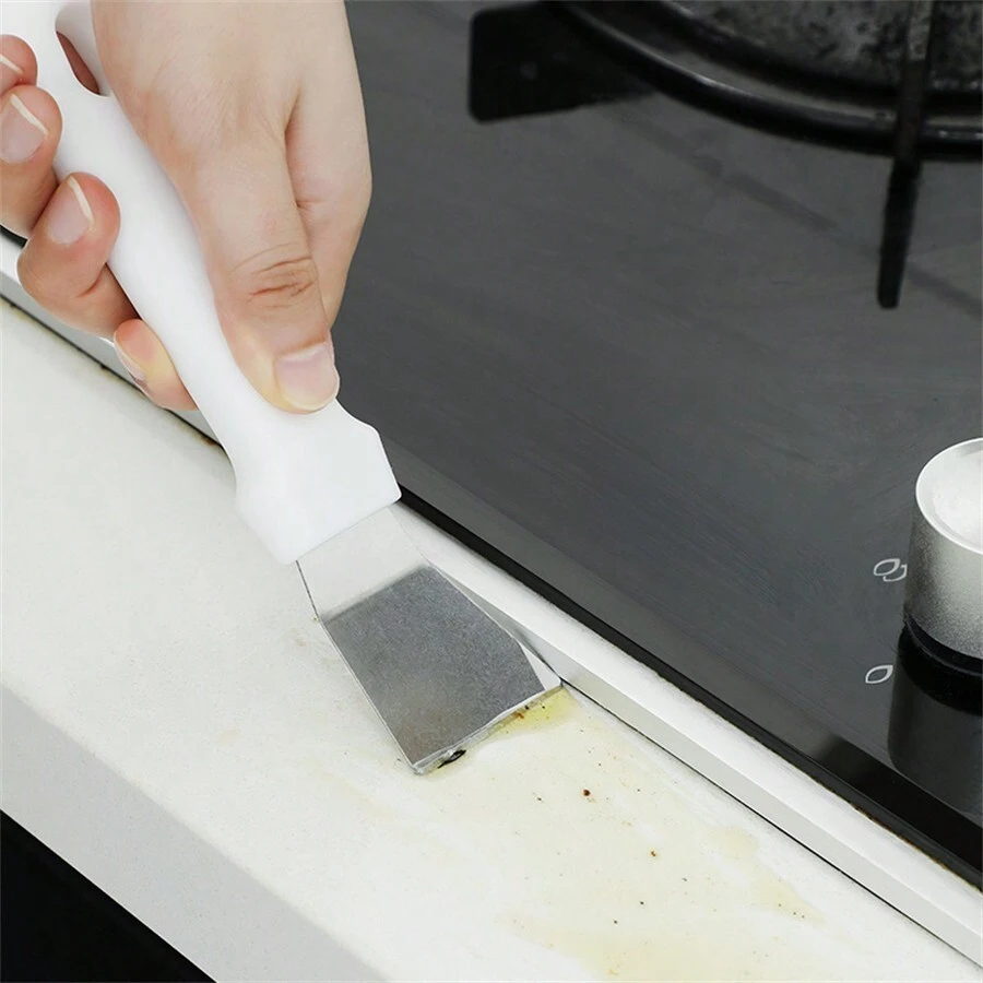 Heavy Duty Grease Cleaning Scraper, Multi-Functional Kitchen Metal Scraper Tool For Cleaning Oil Stains On Range Hood, Gas Stove - White - View 1