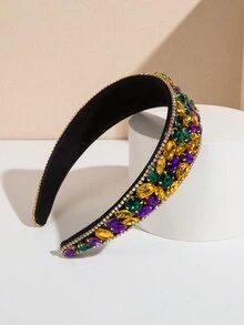 1 件裝女士復古嘉年華寬髮帶派對髮飾 - 黃色 - 查看 2