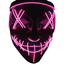 Máscara de luz LED de "La Purga" - Colores de "La Purga" - Disfraz de Halloween de calidad para hombre - Rosa - Ver 2