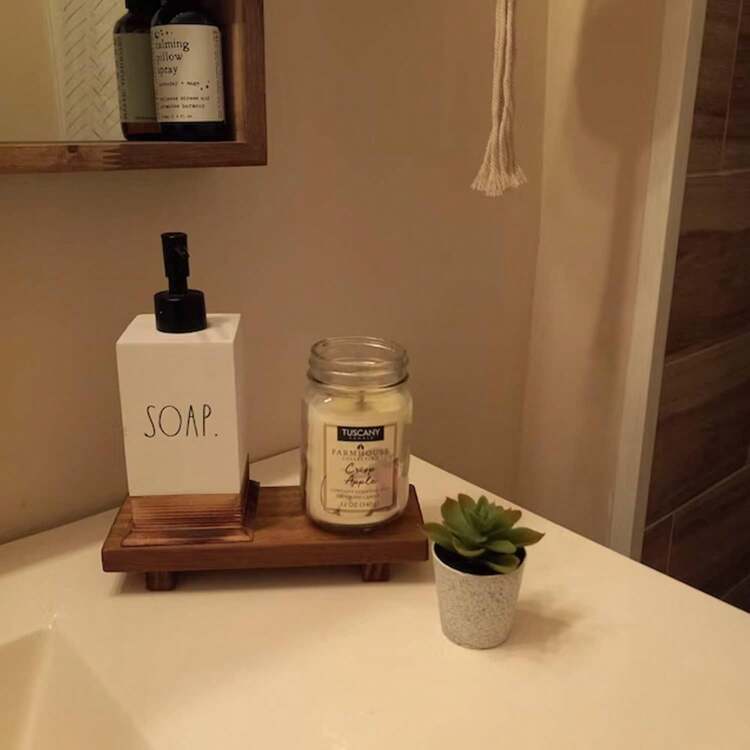 Wooden Base Soap Rack, Bathroom Kitchen Wooden Soap Dish Decoration, Rural Candle Plant Rack, Counter Decoration - Chocolate Brown - View 4