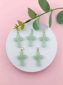 5 Cái/bộ Kính Chữ Thập Sáng Tạo Tự Làm Mặt Dây Chuyền Cho Nữ Để Tự Làm Trang Sức Làm - xanh quân đội - Xem 5