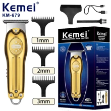 Kemei Keaumi KM-679金属机身电动毛发修剪器自动磨油头推剪USB充电式专业家用理发器电推剪