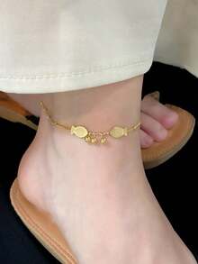 高端双鱼形钛钢脚链，女士时尚个性百搭饰品 - 金色 - 查看 3