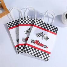 4入組賽車格紋禮物袋,適用於聚會、生日、烘焙甜點 - 黑色 - 查看 5