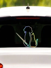 Dog And Cat Rear Wiper Sticker For Car Funny Cartoon Moving Tail Animal Wave Wiper Decals Waterproof Rear Windshield Wiper Blade Stickers For Truck Suv Decor - Color - View 1
