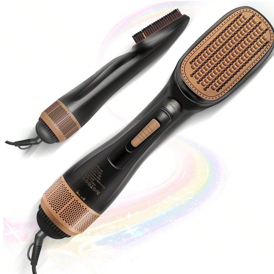 1pc Low Power Multifunctional Hair Straightener & Curler With British Standard Plug (220v) - Black - View 1