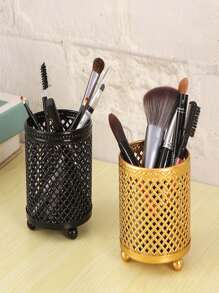 Nordic Round Gold Metal Iron Beauty Tool Dressing Table Makeup Brush Storage Bucket Storage Tube Storage Box - Gold - View 5